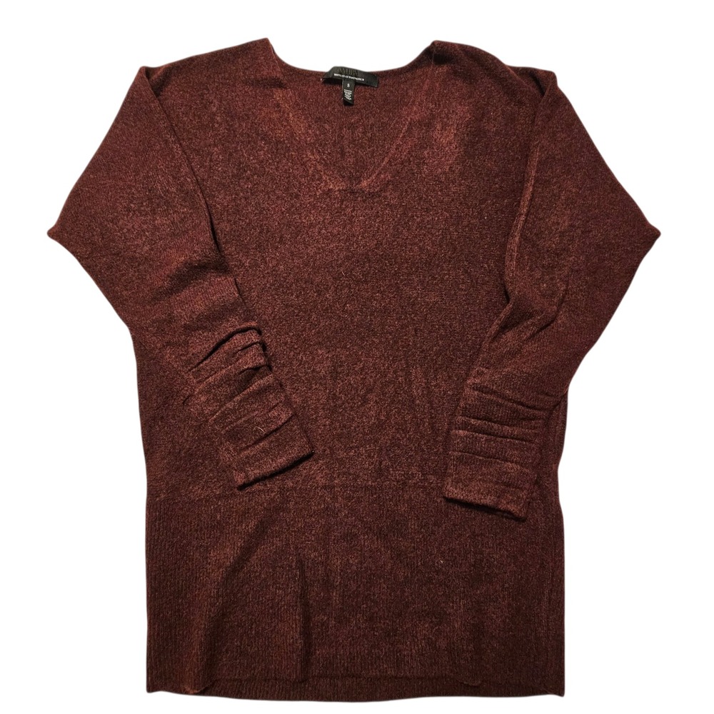 White House Black Market WHBM Sweater Tunic Top Womens Size S Burgundy‎